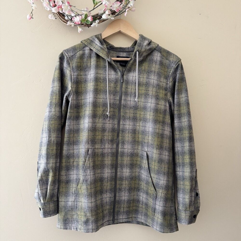 Pendleton Women’s S 100% Virgin‎ Wool Plaid Full-Zip Hoodie Boyfriend Sz S